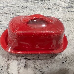 Chantal Red Miniature Ceramic 1/2 Stick Covered Butter Dish